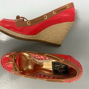 Women's Red and Brown Wedge Shoes